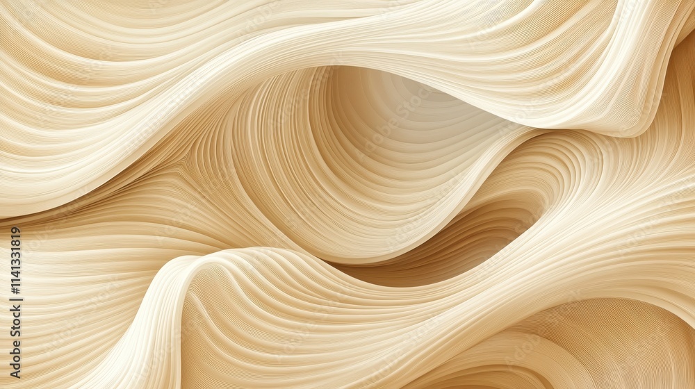 Poster abstract waves in soft beige tones create a serene, flowing texture, perfect for design and backgrou