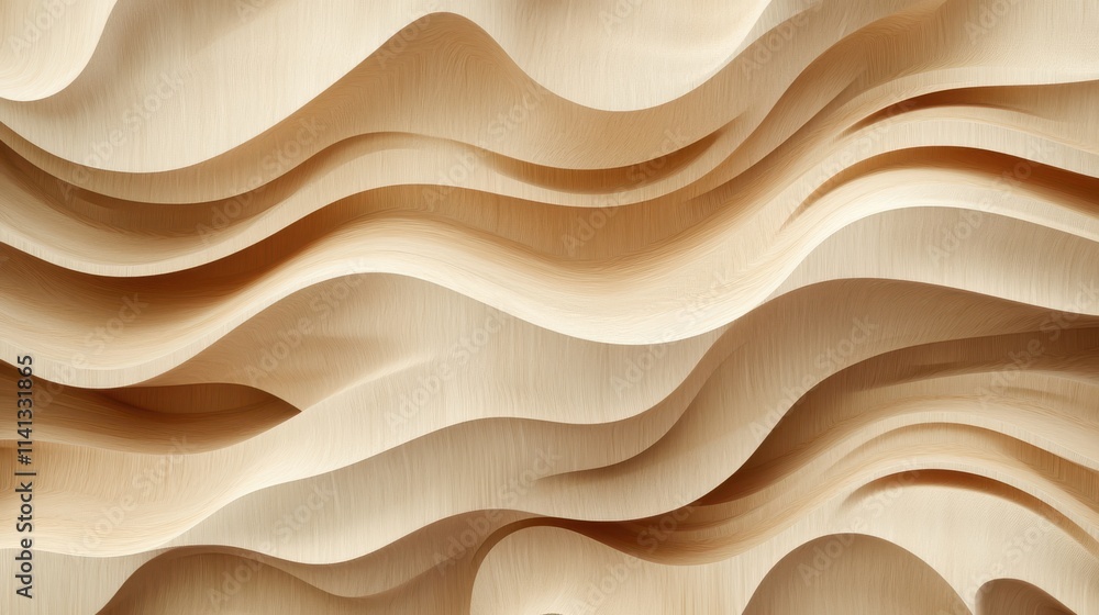 Aufkleber intricate wave patterns in light wood create an elegant and modern backdrop.