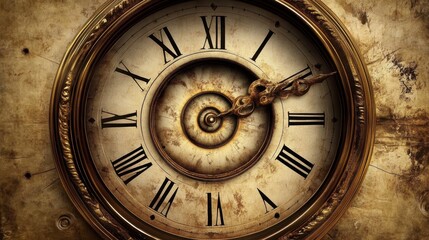 Fototapeta premium Vintage clock face with a unique spiral design.