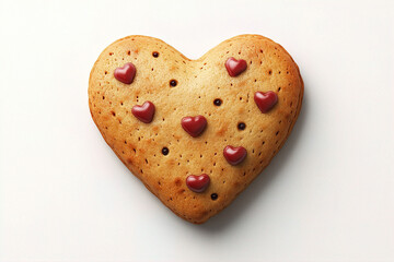 A top view of a heart-shaped cookie on a white background. (Generative AI)