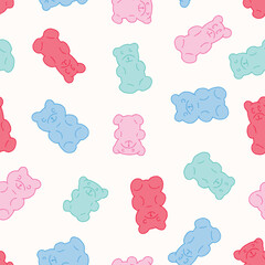 Bunch of Gummy Bear Vector Seamless Pattern illustration Design