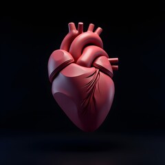 3D Anatomical Heart Model on Dark Background
