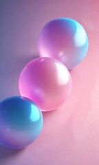Iridescent orbs in a soft pink and blue gradient, fusion, subtle, shimmer