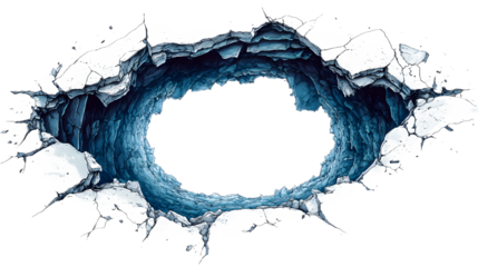 A blue hole in a white background