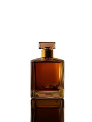 Elegant Amber Glass Bottle Surrounded by Exotic Botanicals