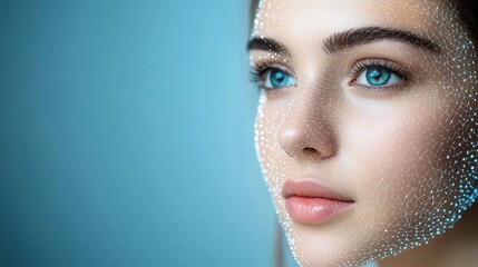 Fototapeta premium Mesmerizing Ethereal Beauty A Serene Female Portrait with Glowing Skin Captivating Eyes and a Tranquil Elegant Presence This flawless