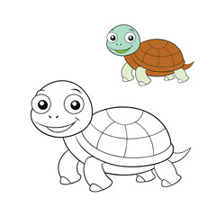 A fun turtle coloring page featuring a cute, detailed turtle with a patterned shell, perfect for kids to color with their favorite colors and get creative!