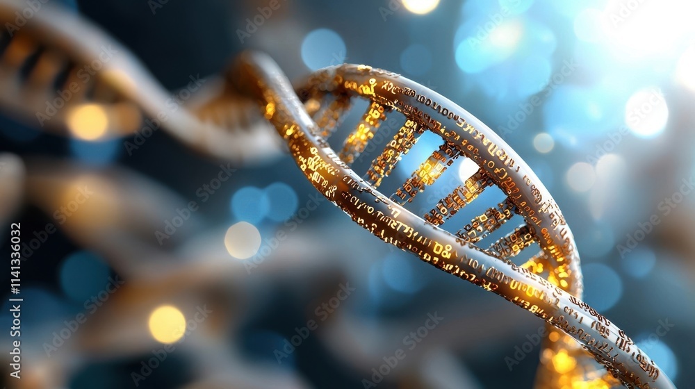 Poster vibrant digital representation showcasing the intricate and mesmerizing structure of the dna molecul