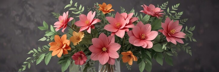 Paper flower bouquet with delicate leaves and stems, nature-inspired decor , organic feel