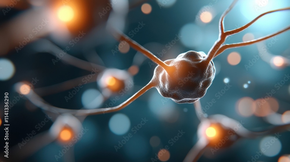 Aufkleber glowing neural network synaptic connections in vibrant colorful abstract microscopic biology science