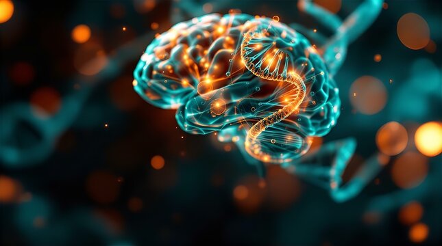 A stunning 3D illustration of a human brain, showcasing intricate neural connections