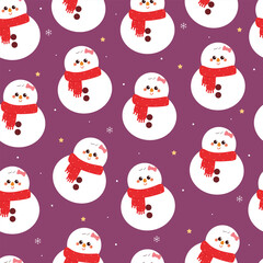 seamless pattern cartoon snowman in winter day. cute winter wallpaper for fabric print, gift wrap paper