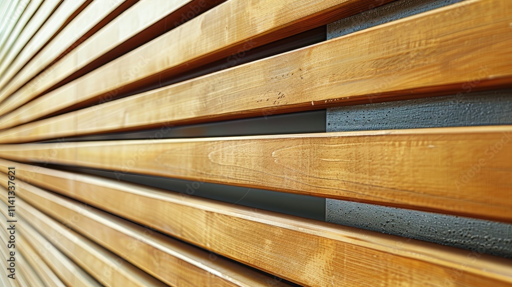 Aufkleber close-up view of wooden slats creating a textured pattern.