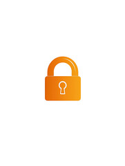 Minimalist Orange Open Padlock Icon on White Background