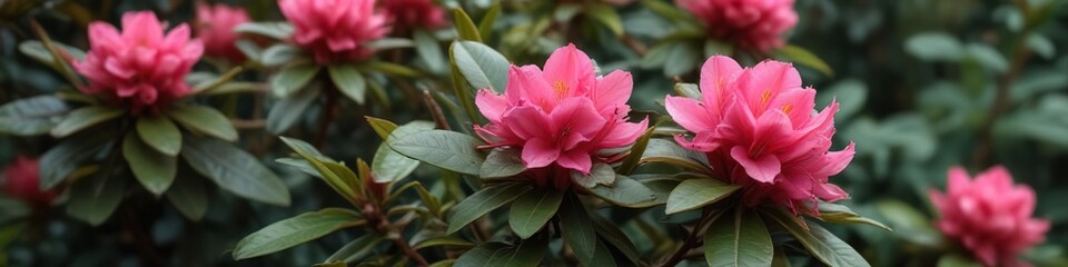 Small, tightly closed bud on a rhododendron bush with prominent floral scales, tightly closed, flower