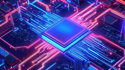 Fototapeta premium Isometric Representation of Central Computer Processors