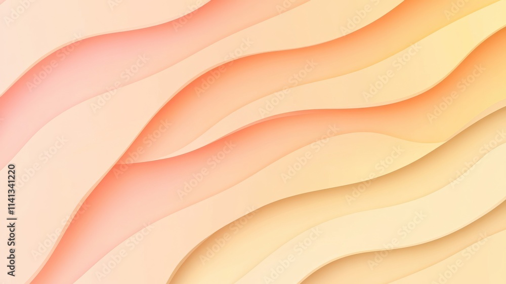 Poster abstract waves in soft peach tones create a calming background.