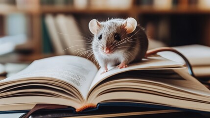 Mouse on Textbooks Symbolizing Knowledge in Health