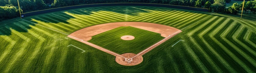 Aerial view of a well-maintained baseball field with lush grass.