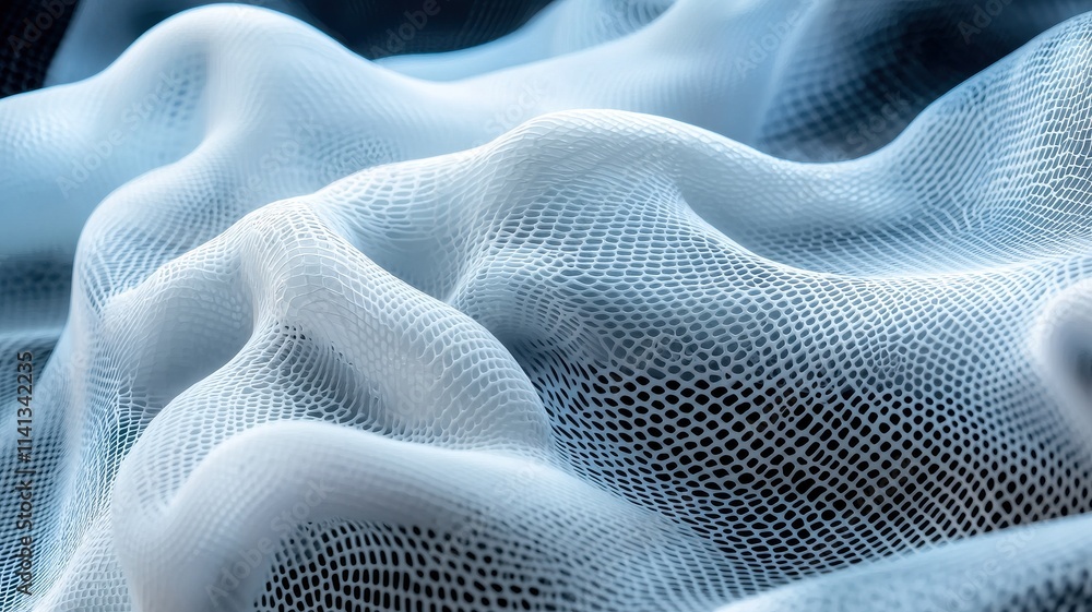 Poster close-up of elegant, flowing fabric texture with soft waves.
