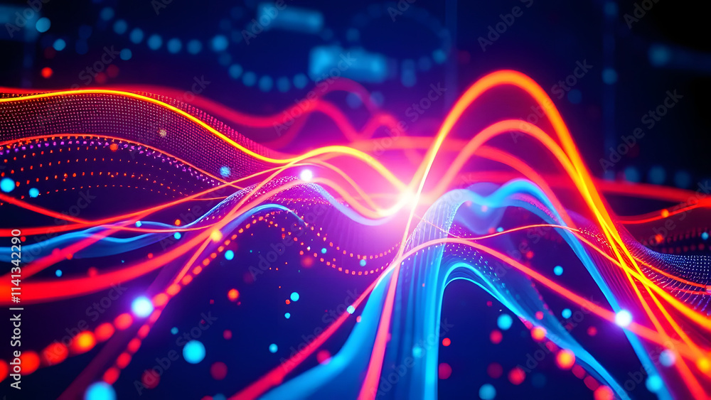 Aufkleber abstract digital network: a captivating abstract background image featuring vibrant red and blue lin