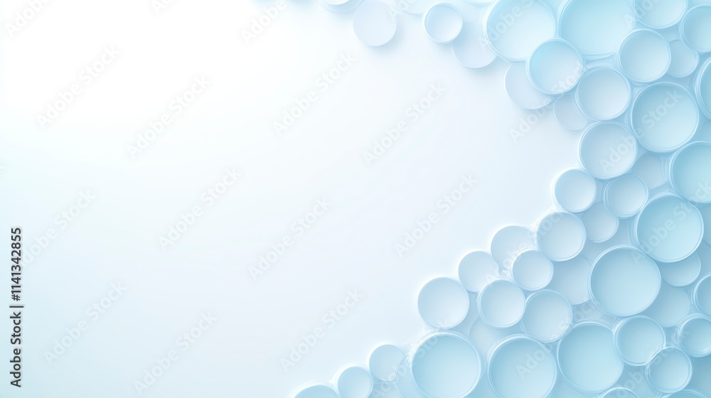 Poster soft blue background with circular shapes, creating a calm and serene atmosphere, ideal for designs 