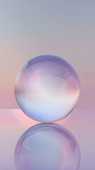 Elegant and Minimalistic Bubble Icon with Translucent Pastel Colors and Light Reflections