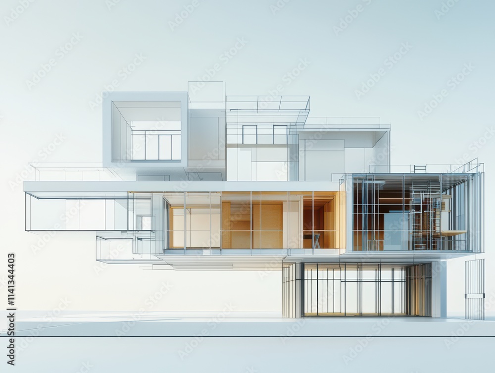 Poster modern architectural design featuring clean lines and transparency.