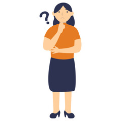 People Think and Ask Question. Flat Vector Illustration