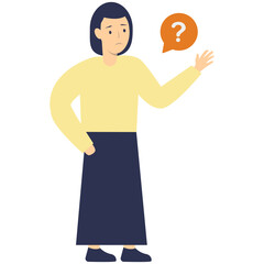 People Think and Ask Question. Flat Vector Illustration
