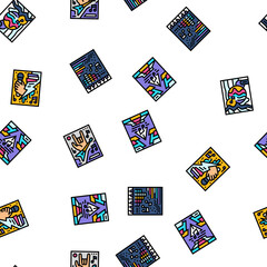 disco party music night dance vector seamless pattern thin line illustration