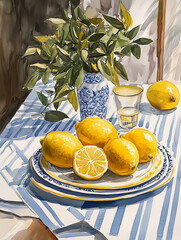 still life with lemon and orange juice
