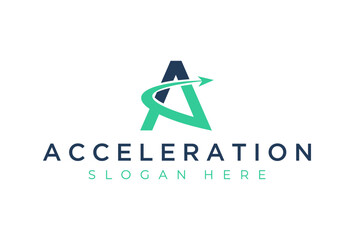 Acceleration logo design template with initial letter A and arrow logo graphic design vector illustration