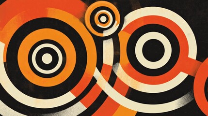 Playful Groovy Concentric Circles in Retro Colors