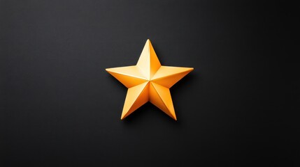 Obraz premium A three-dimensional orange star on a dark background.