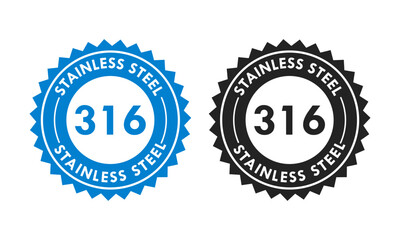 Stainless steel 316 design logo badge template illustration
