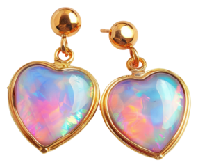 PNG Heart opal earrings gemstone jewelry pendant.