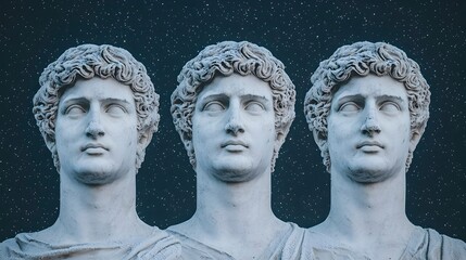 Obraz premium Ancient Sculptures of Greek Statues in Blue Background