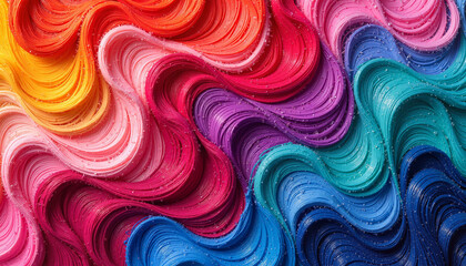 Fototapeta premium Colorful swirling fabric textures in vibrant shades of red, pink, blue, and green for design inspiration 