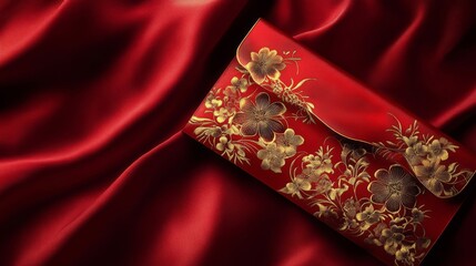 Red Envelope Decorated With Golden Floral Designs