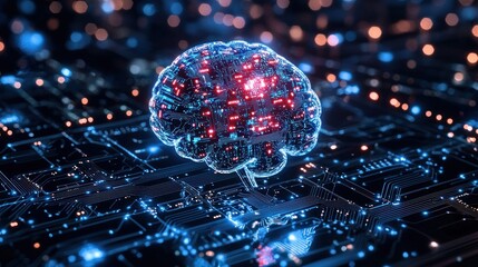 Artificial Intelligence: Digital Brain on Circuit Board