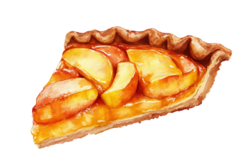Delicious Peach Pie Slice in Watercolor Illustration