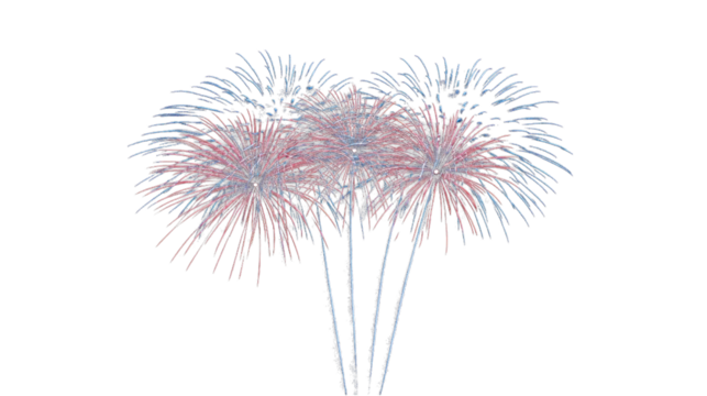 Stunning Fireworks Display in Red and Blue Colors 