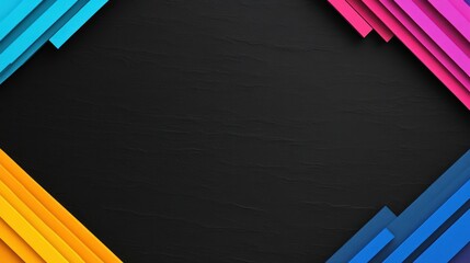 Obraz premium Colorful geometric shapes on a dark background for design purposes.