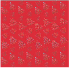 Cute Christmas Tree Simple Drawing Seamless Pattern