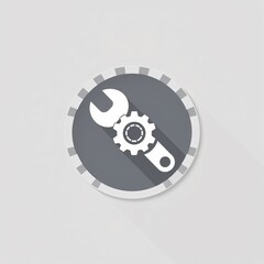 Creative logo design featuring a wrench and gear on a sleek gray background ideal for automotive or technical themes