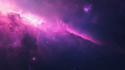 Stunning galaxy background with pink and purple nebula in deep space