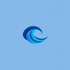Naklejka premium Creative logo design featuring flowing blue waves against a soft blue background for digital applications and branding