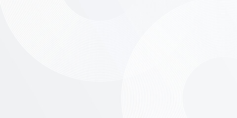 Abstract white glowing geometric lines on gray background. Modern shiny blue circle lines pattern simple art