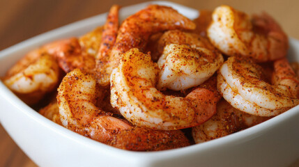 Spicy Seasoned Shrimp in a White Bowl